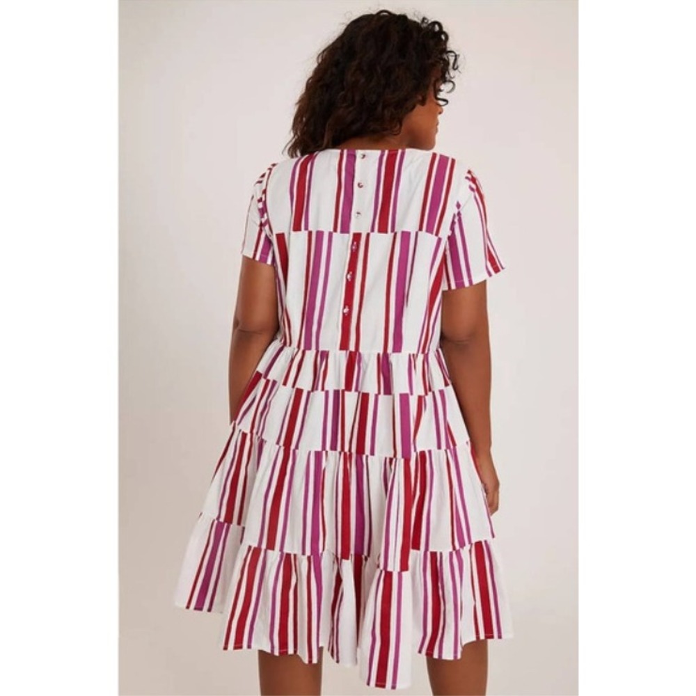 Anthropologie NORBLACK NORWHITE Anwen tiered tunic dress Size SP Striped Cotton - Picture 2 of 11